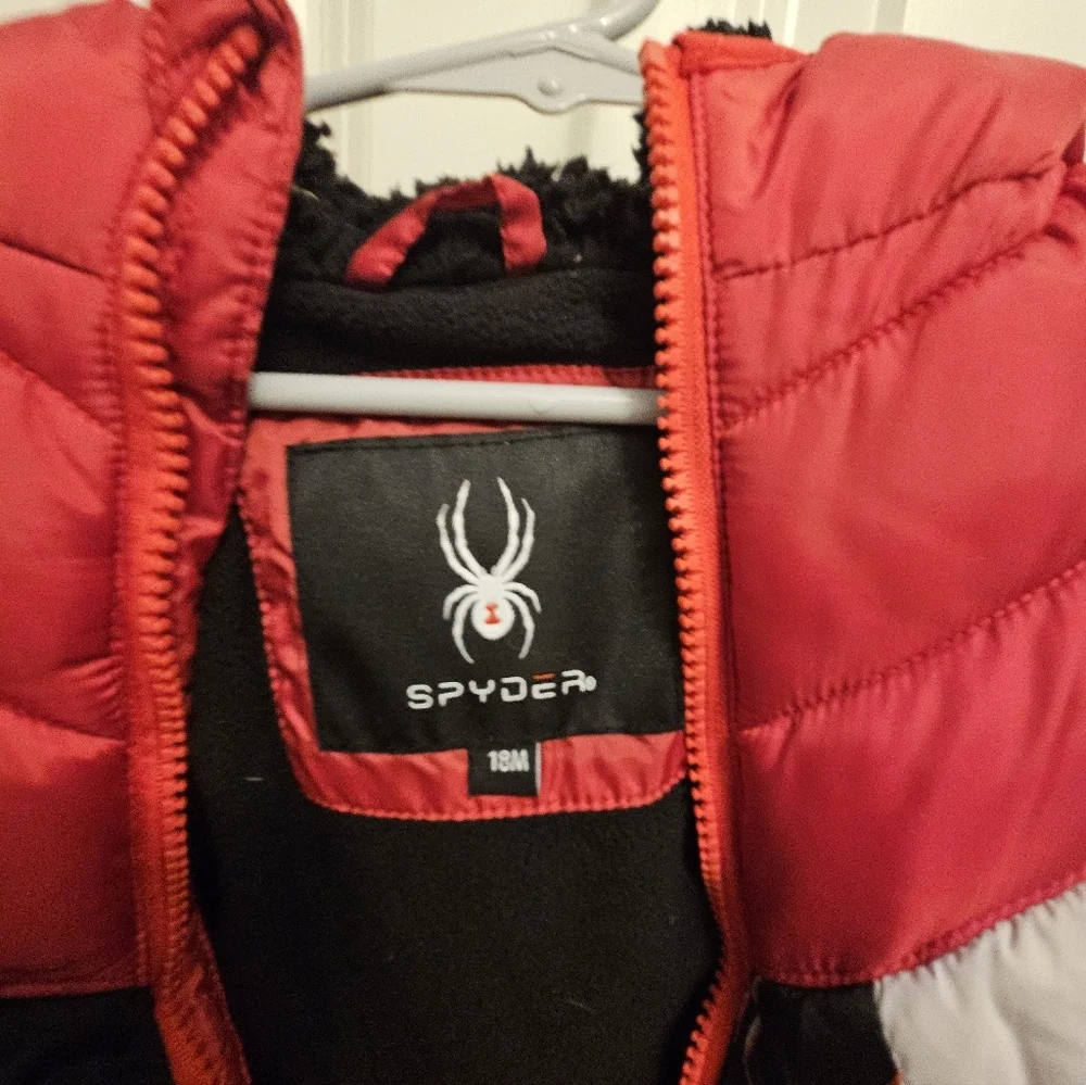 Spyder Red and Black Hooded Puffer Suit